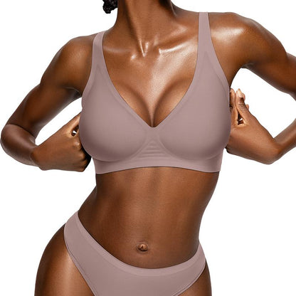 💜 LAST DAY PROMOTION - 50%OFF💜Womens Comfortable Wireless Bras Push Up Bralettes Seamless Tshirts Bras Deep V Everyday Bras