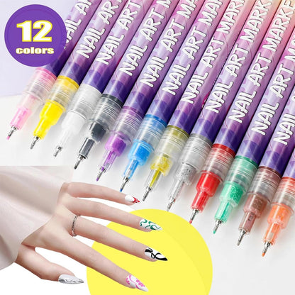 ⏳12 Colors Nail Art Pens Set🎨💅