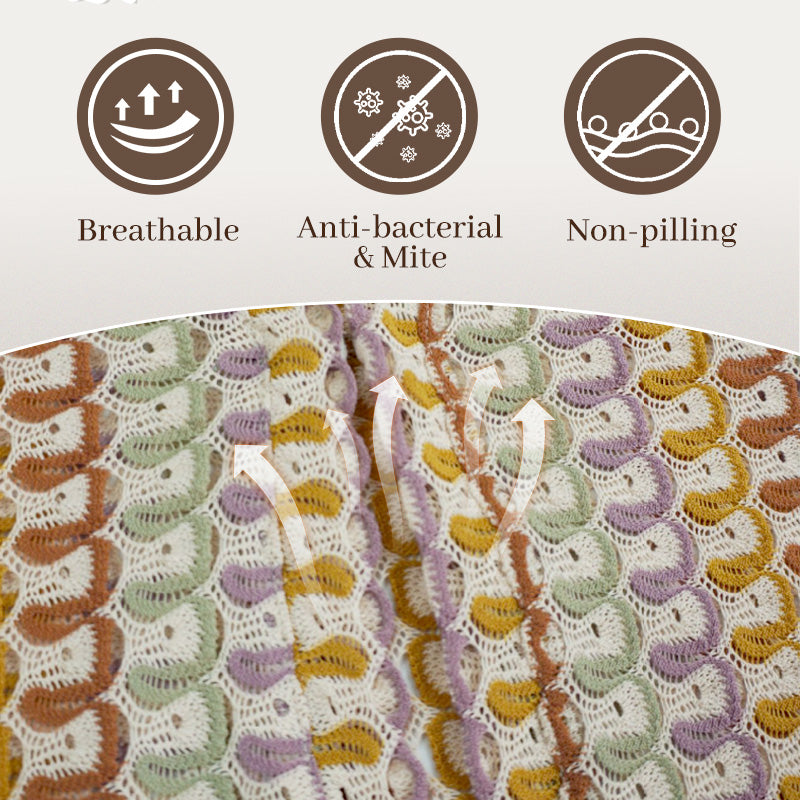 Beach Knit Colorful Print Long-Sleeve Maxi Dress