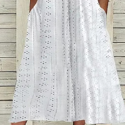 Women's Elegant V-Neck Hollow-Out Solid Dress